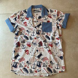 Glamour Kills chambray print button up down